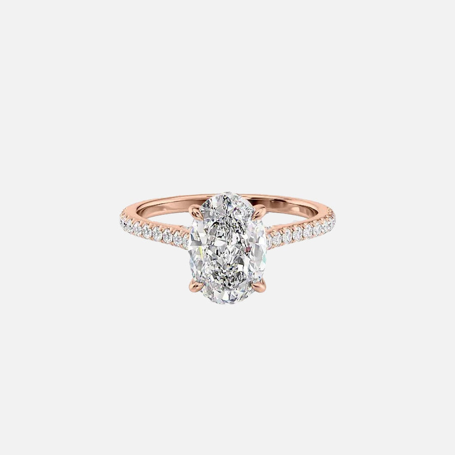  The Pave Natalie Oval Lab Diamond Ring 14k Rose Gold 001
