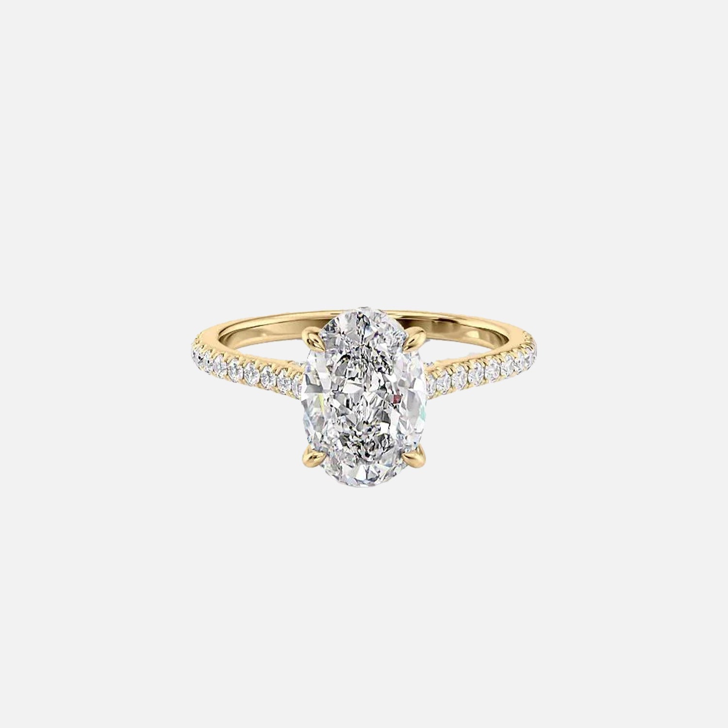 The Pave Natalie Oval Lab Diamond Ring 14k Yellow Gold 001