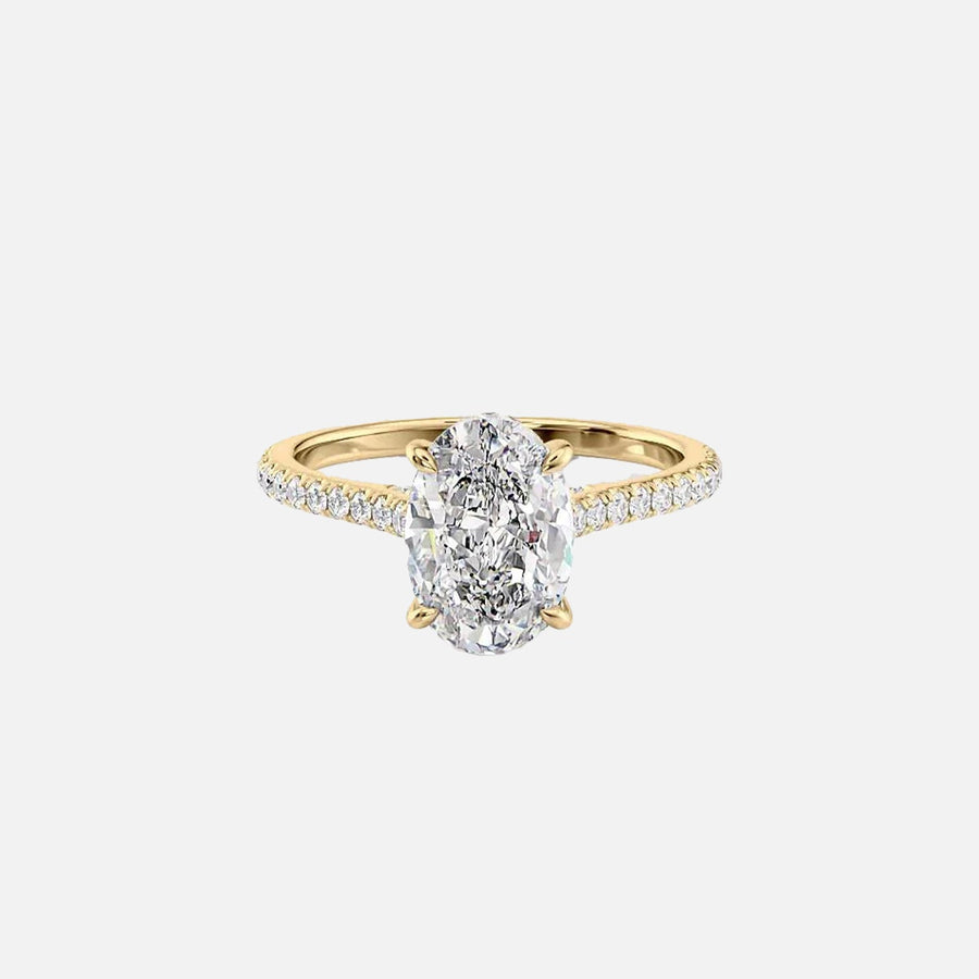 The Pave Natalie Oval Lab Diamond Ring 14k Yellow Gold 001