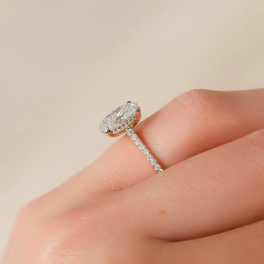  The Pave Natalie Oval Lab Diamond Ring 18k Yellow Gold 004
