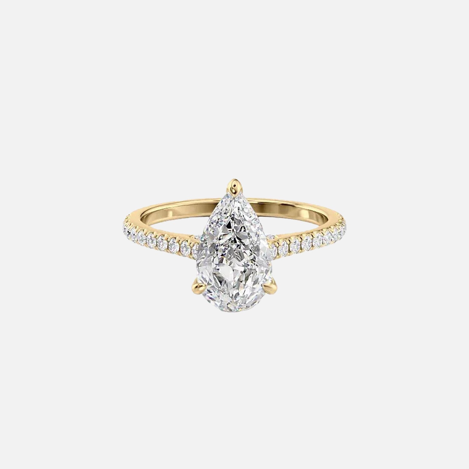 The Pave Natalie Pear Moissanite Ring 14k Yellow Gold 001