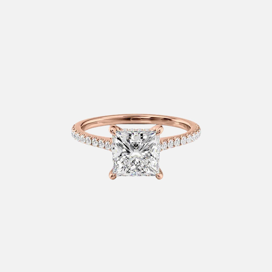  The Pave Natalie Princess Lab Diamond Ring 14k Rose Gold 001
