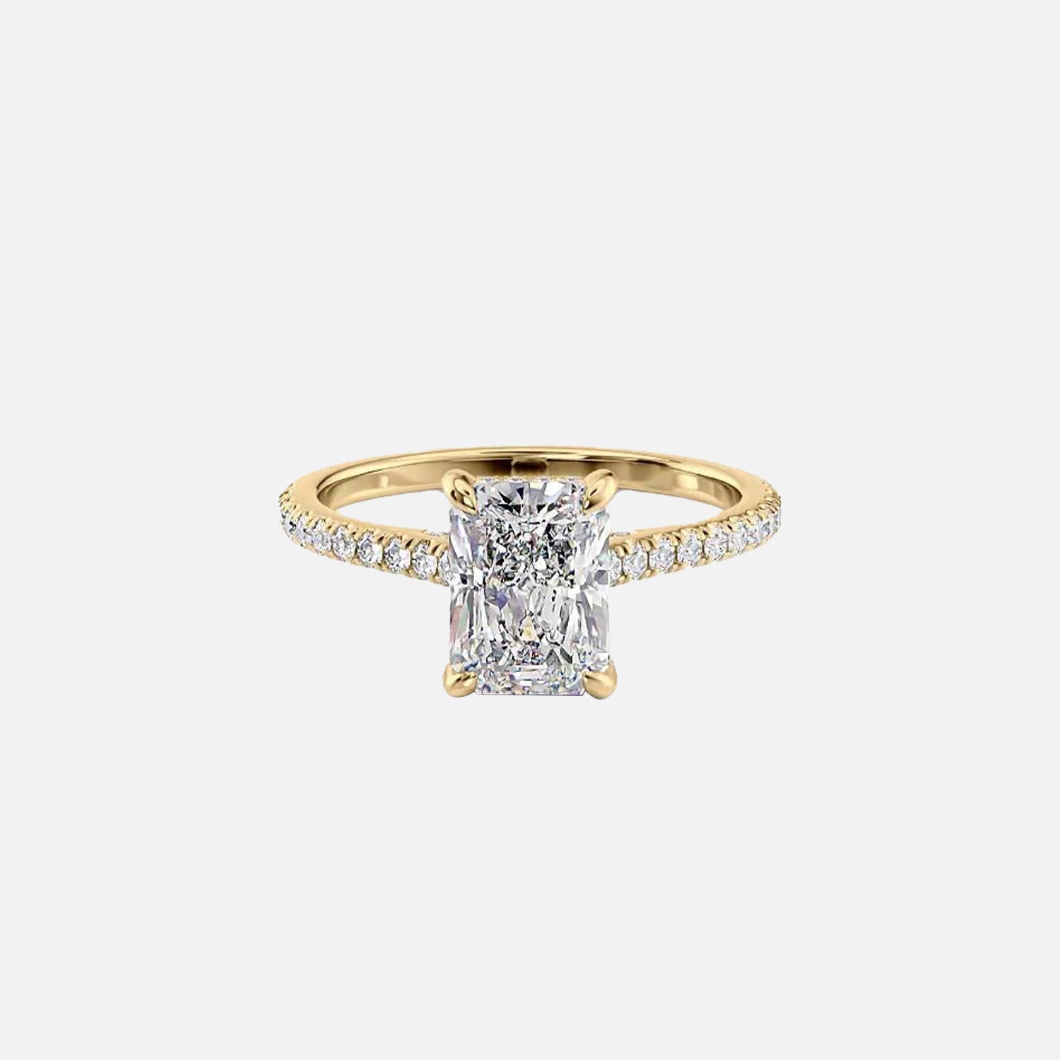 The Pave Natalie Radiant Lab Diamond Ring 14k Yellow Gold 001