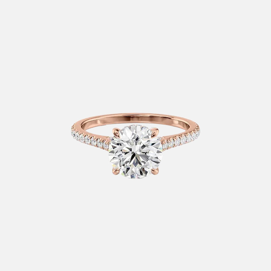  The Pave Natalie Round Lab Diamond Ring 14k Rose Gold 001