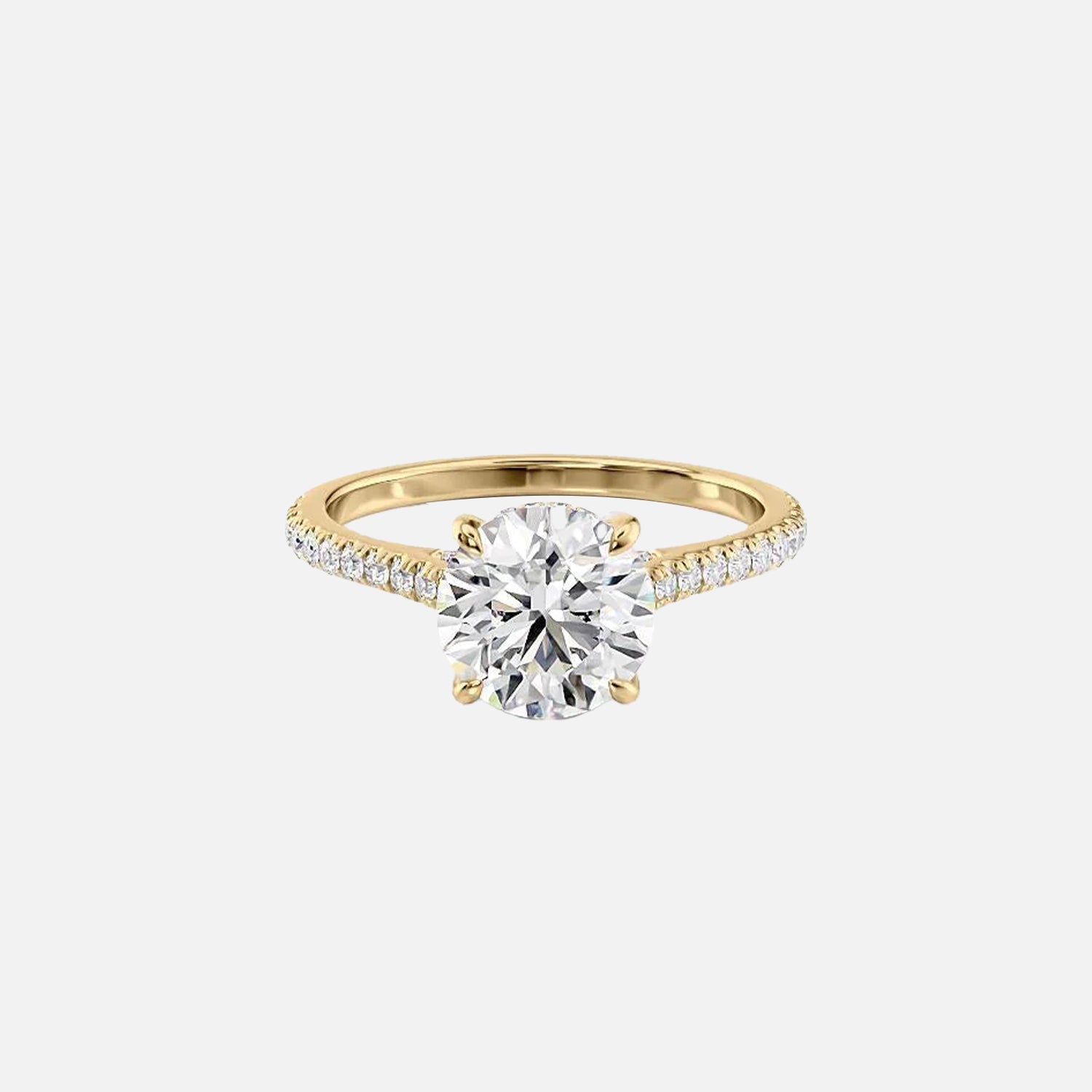 The Pave Natalie Round Moissanite Ring 14k Yellow Gold 001