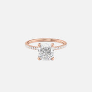  The Pave Nelly Cushion Lab Diamond Ring 14k Rose Gold 001