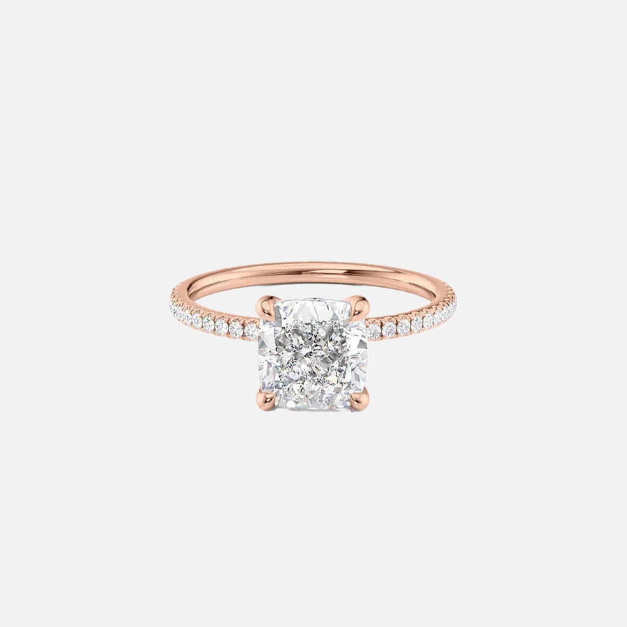  The Pave Nelly Cushion Lab Diamond Ring 14k Rose Gold 001