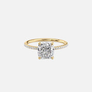  The Pave Nelly Cushion Lab Diamond Ring 18k Yellow Gold 001