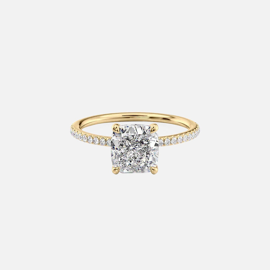  The Pave Nelly Cushion Lab Diamond Ring 18k Yellow Gold 001