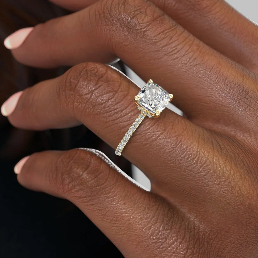  The Pave Nelly Cushion Lab Diamond Ring 18k Yellow Gold 004 Final