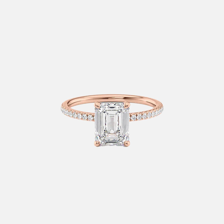  The Pave Nelly Emerald Lab Diamond Ring 18k Rose Gold 001