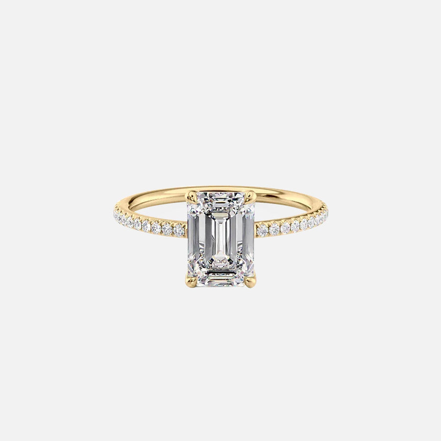  The Pave Nelly Emerald Lab Diamond Ring 18k Yellow Gold 001