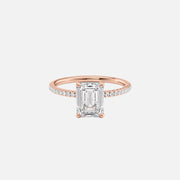  The Pave Nelly Emerald Moissanite Ring 18k Rose Gold 001