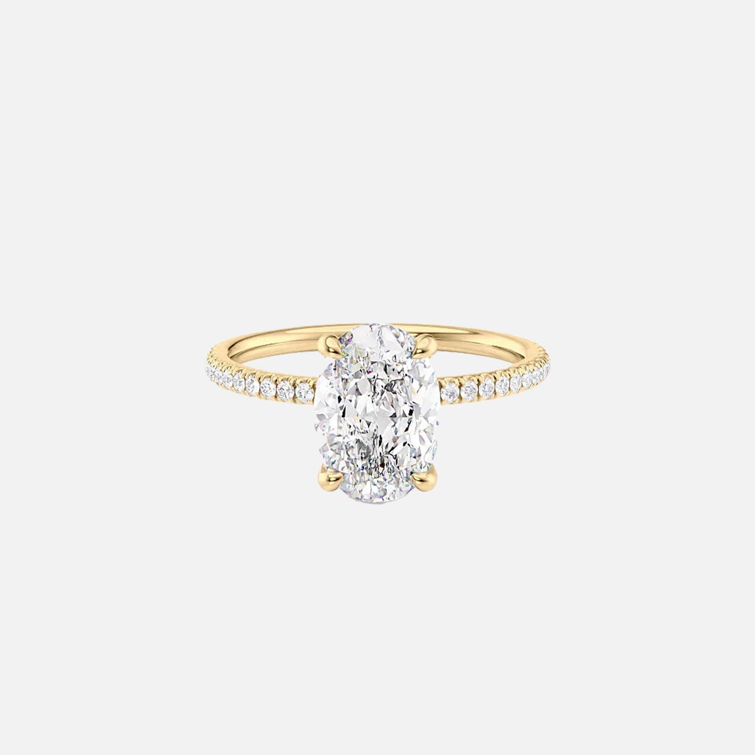 The Pave Nelly Oval Lab Diamond Ring 14k Yellow Gold 001