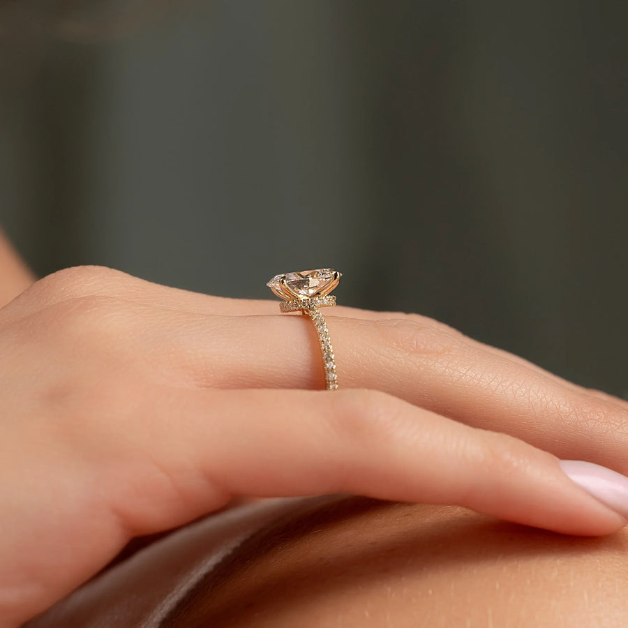  The Pave Nelly Oval Lab Diamond Ring 14k Yellow Gold 003