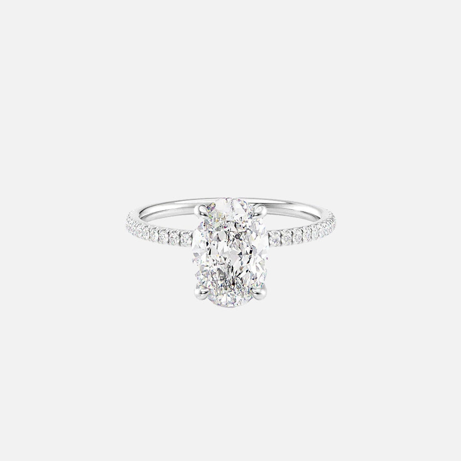  The Pave Nelly Oval Lab Diamond Ring 18k White Gold 001