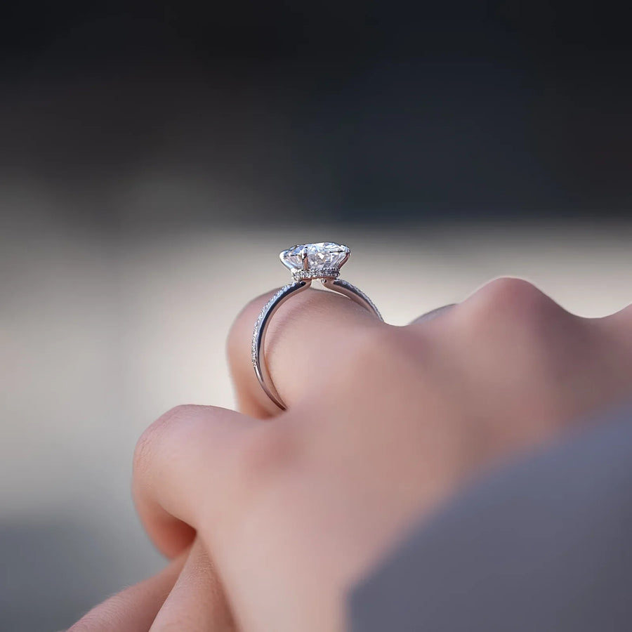  The Pave Nelly Oval Lab Diamond Ring 18k White Gold 003