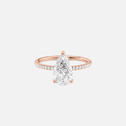  The Pave Nelly Pear Lab Diamond Ring 14k Rose Gold 001