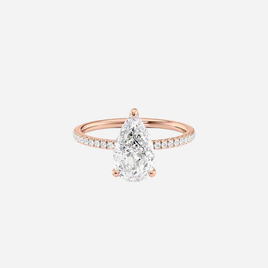  The Pave Nelly Pear Lab Diamond Ring 14k Rose Gold 001