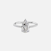  The Pave Nelly Pear Lab Diamond Ring 14k White Gold 001