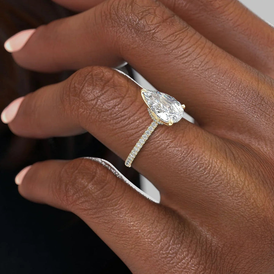  The Pave Nelly Pear Lab Diamond Ring 14k Yellow Gold 005 Final