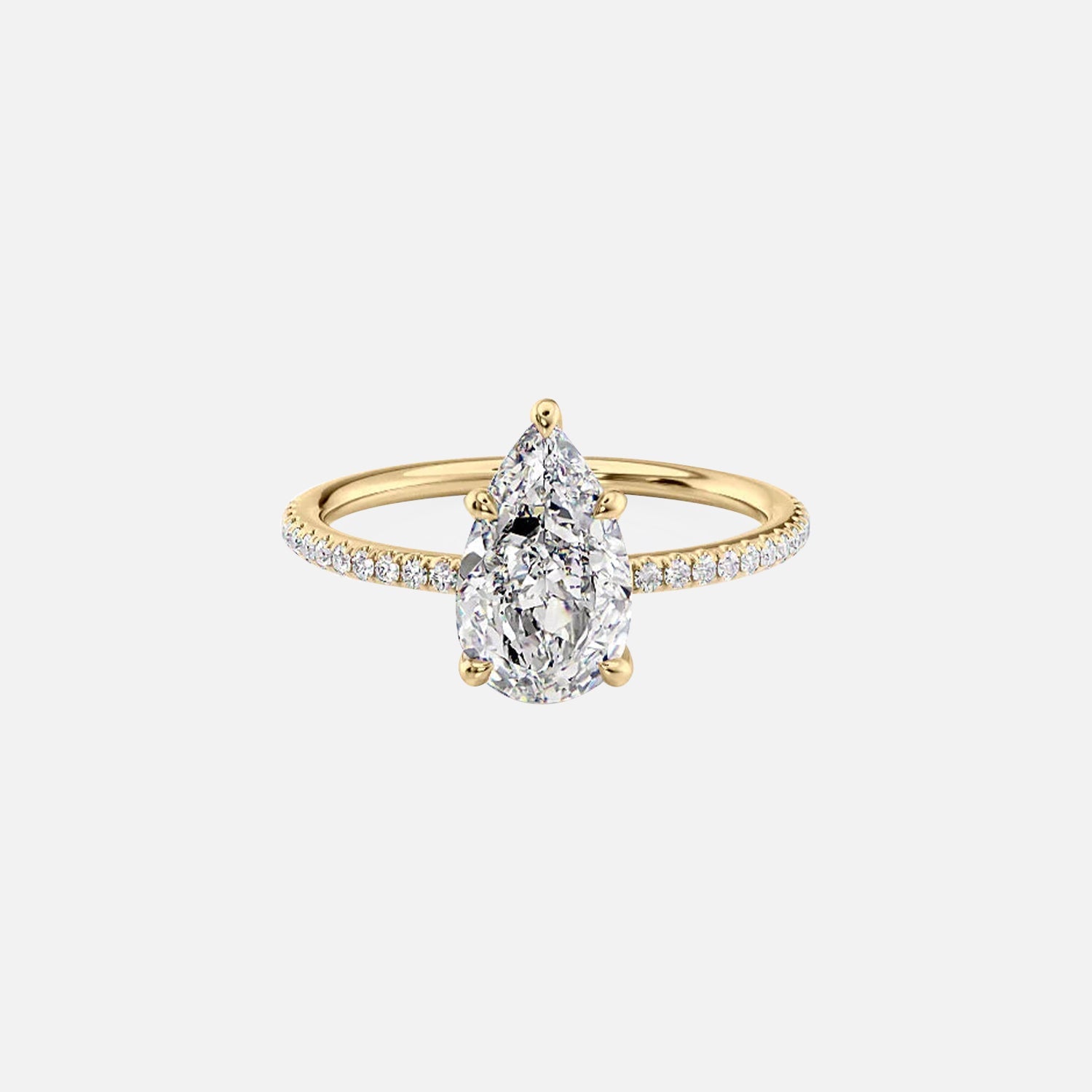 The Pave Nelly Pear Moissanite Ring 14k Yellow Gold 001