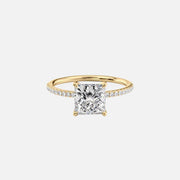  The Pave Nelly Princess Lab Diamond Ring 18k Yellow Gold 001