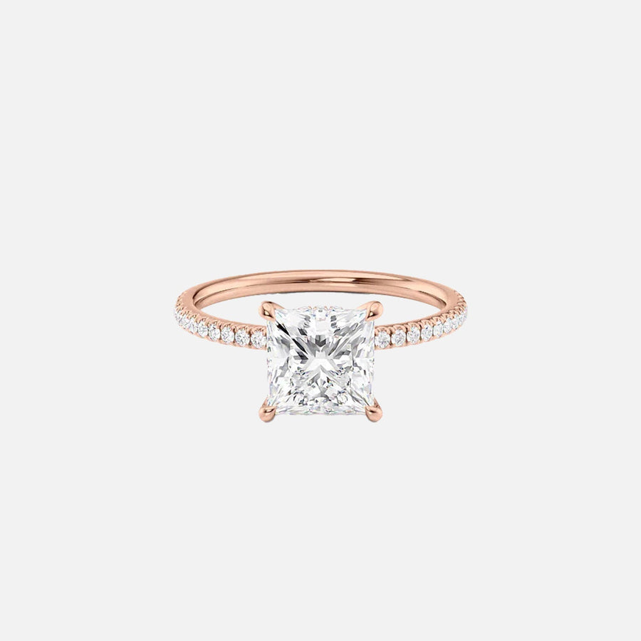  The Pave Nelly Princess Moissanite Ring 14k Rose Gold 001