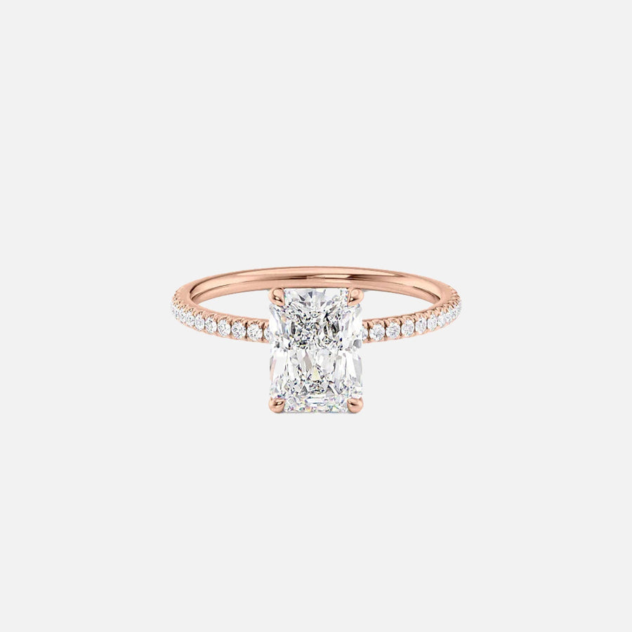 The Pave Nelly Radiant Lab Diamond Ring 14k Rose Gold 001