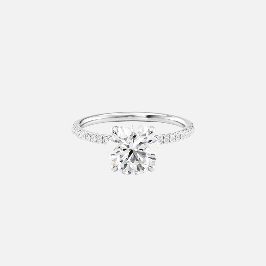  The Pave Nelly Round Moissanite Ring 14k White Gold 001