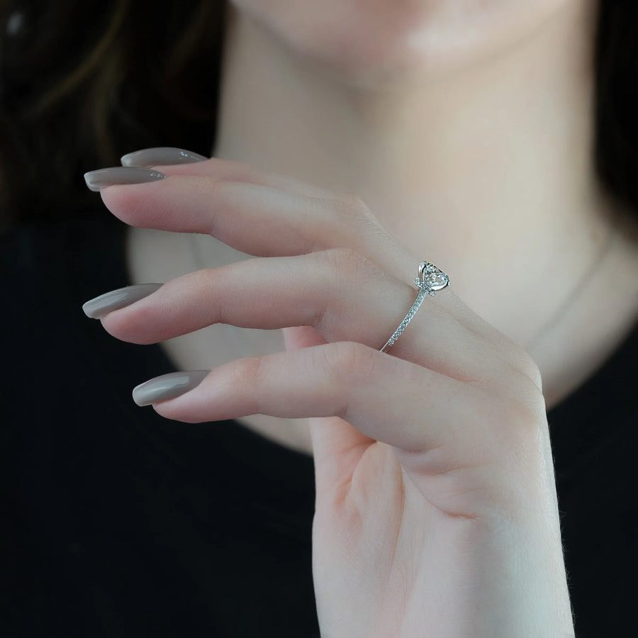  The Pave Nelly Round Moissanite Ring 14k White Gold 003