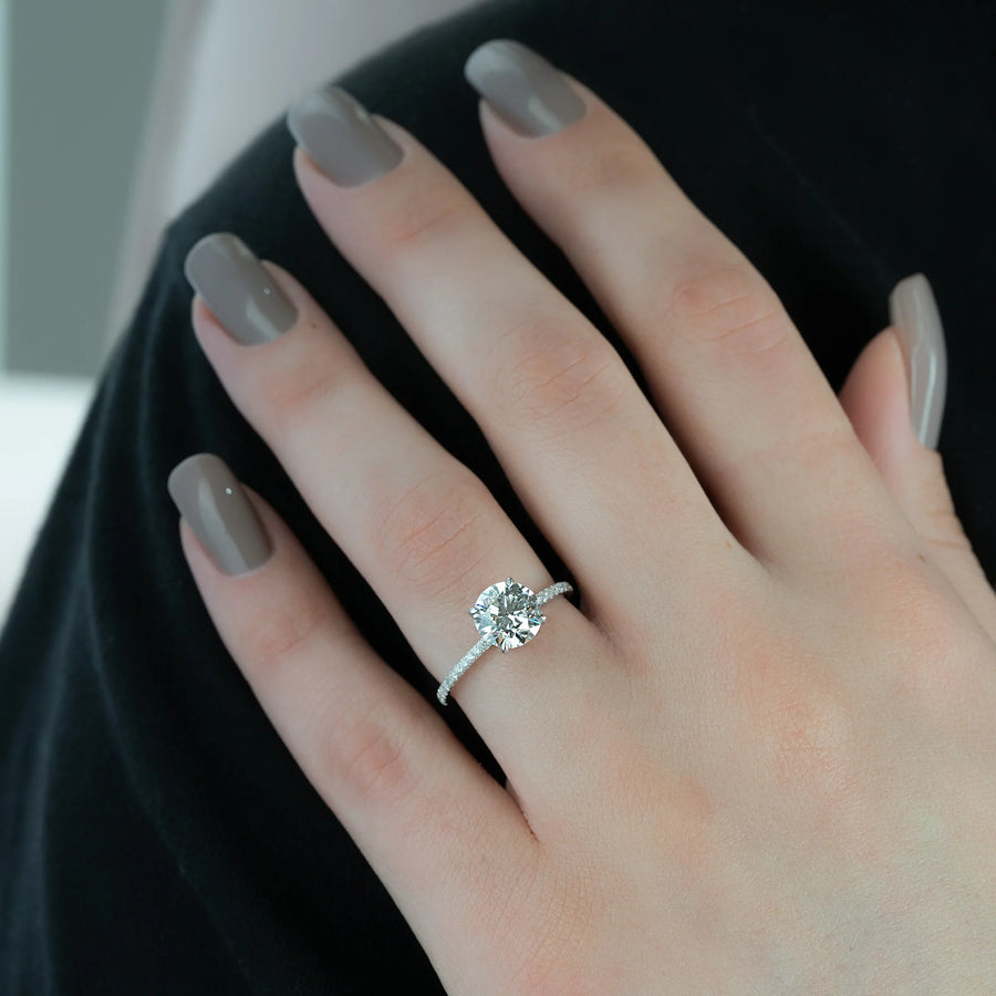  The Pave Nelly Round Moissanite Ring 14k White Gold 004 Final