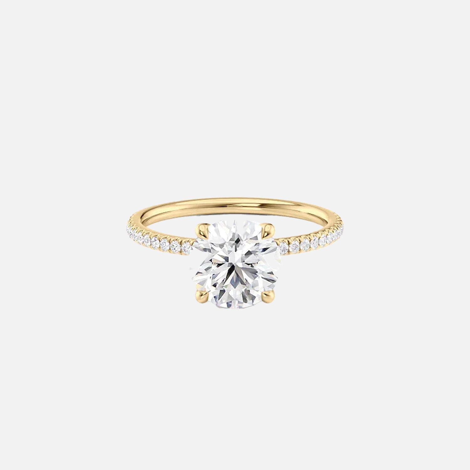 The Pave Nelly Round Moissanite Ring 14k Yellow Gold 001