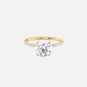 The Pave Nelly Round Moissanite Ring 14k Yellow Gold 001