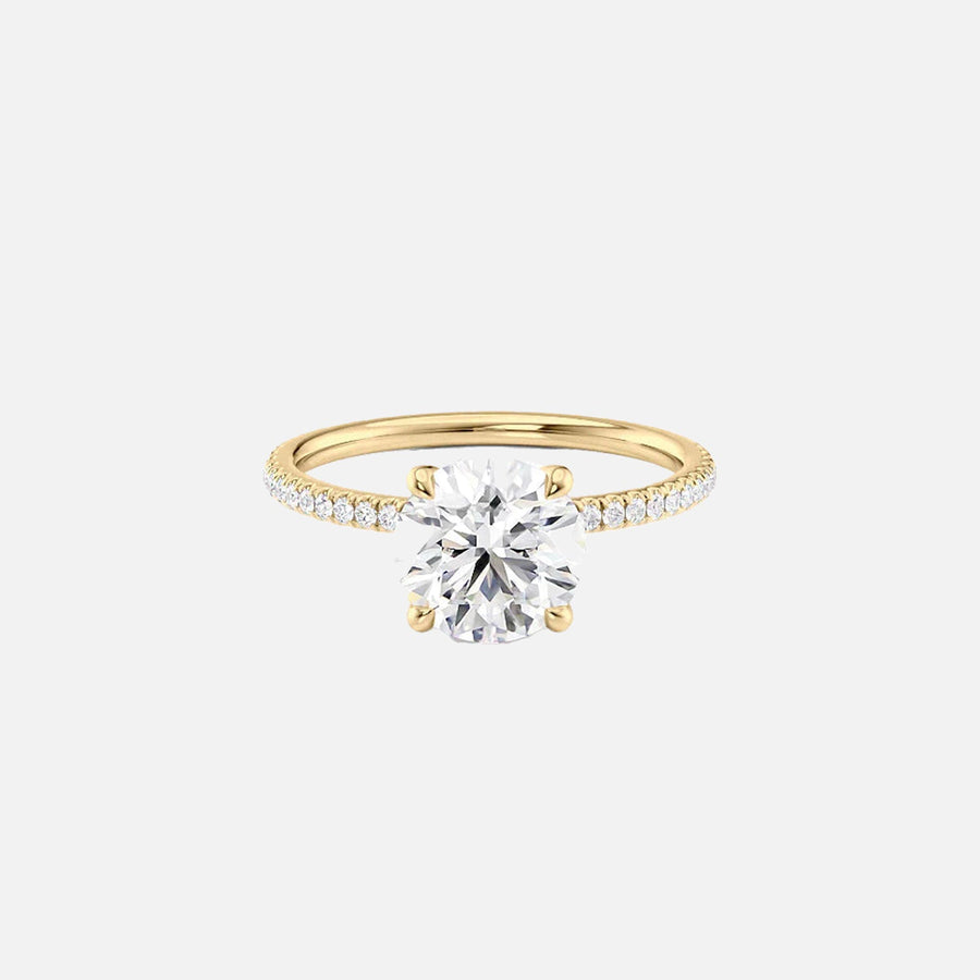 The Pave Nelly Round Moissanite Ring 14k Yellow Gold 001