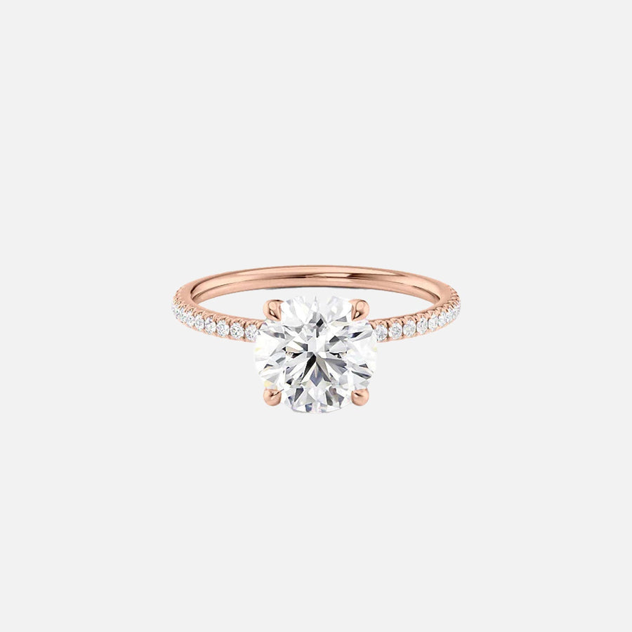  The Pave Nelly Round Moissanite Ring 18k Rose Gold 001