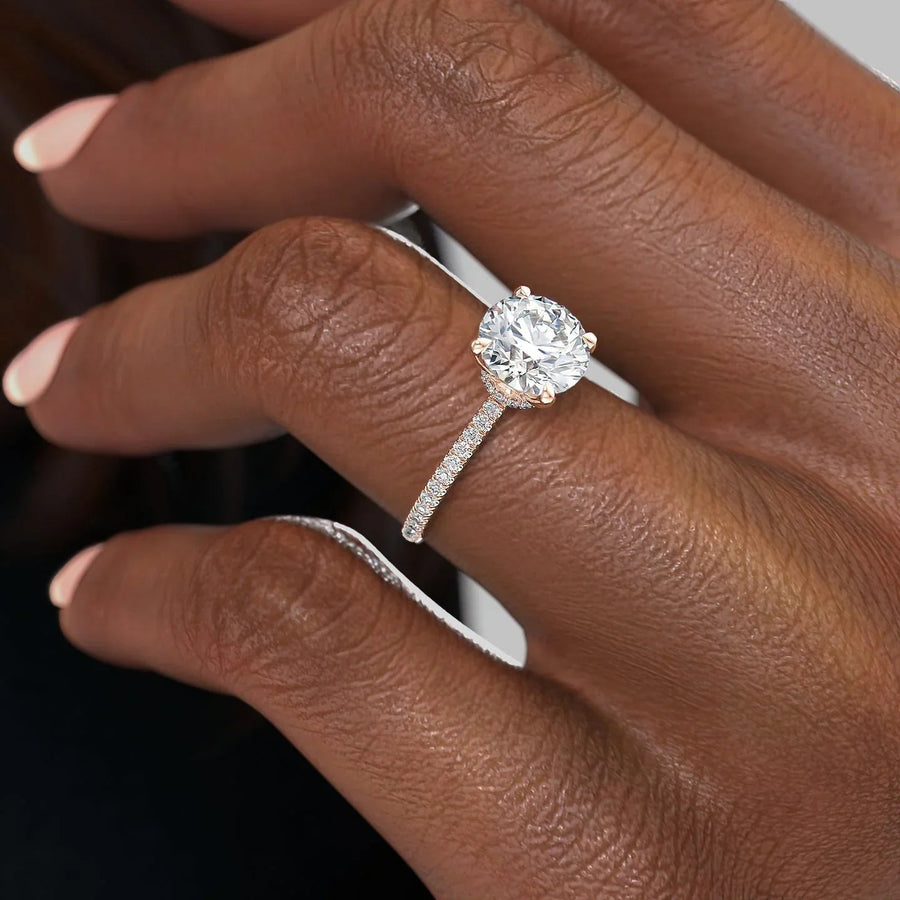  The Pave Nelly Round Moissanite Ring 18k Rose Gold 005 Final