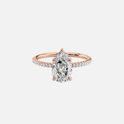  The Pave Petal Kamellie Pear Lab Diamond Ring 18k Rose Gold 001