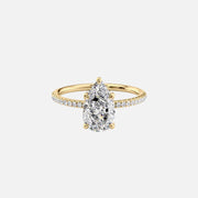  The Pave Petal Kamellie Pear Lab Diamond Ring 18k Yellow Gold 001