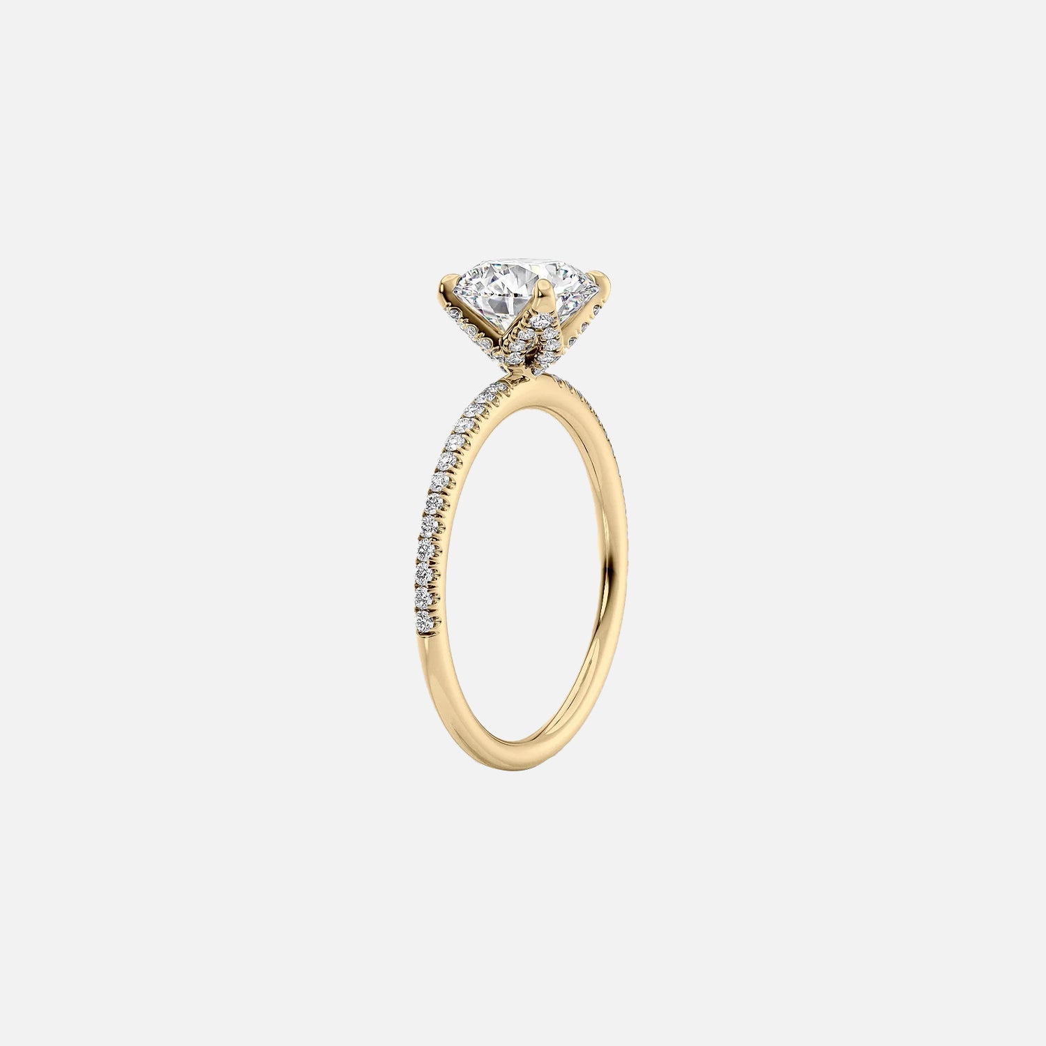  The Pave Petal Kamellie Pear Moissanite Ring 14k Yellow Gold 002