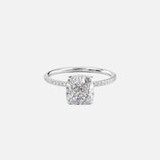  The Pave Sarah Cushion Lab Diamond Ring 18k White Gold 001