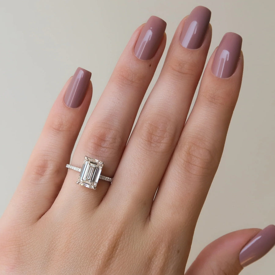  The Pave Sarah Emerald Moissanite Ring 18k White Gold 003 Final