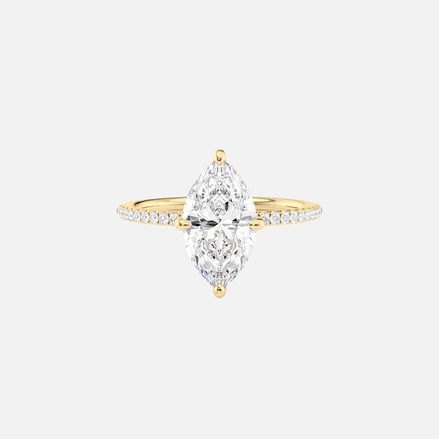The Pave Sarah Marquise Lab Diamond Ring 14k Yellow Gold 001