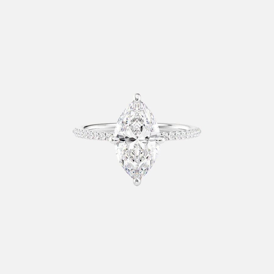  The Pave Sarah Marquise Lab Diamond Ring 18k White Gold 001