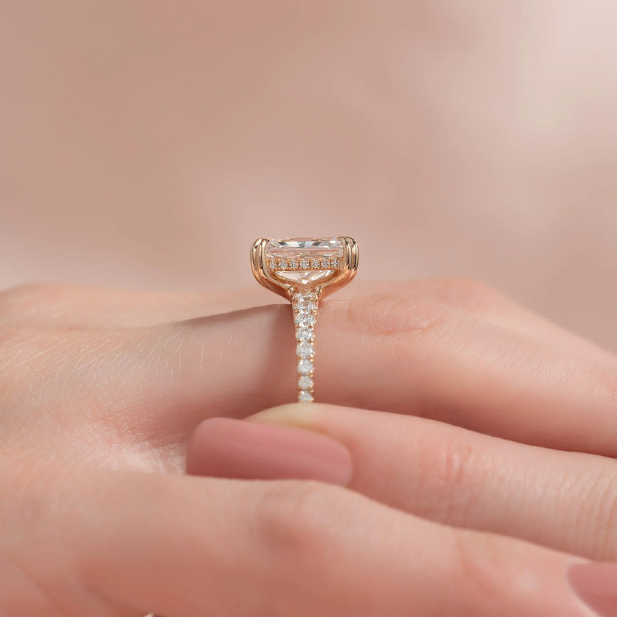  The Pave Sarah Radiant Lab Diamond Ring 14k Rose Gold 004 Final
