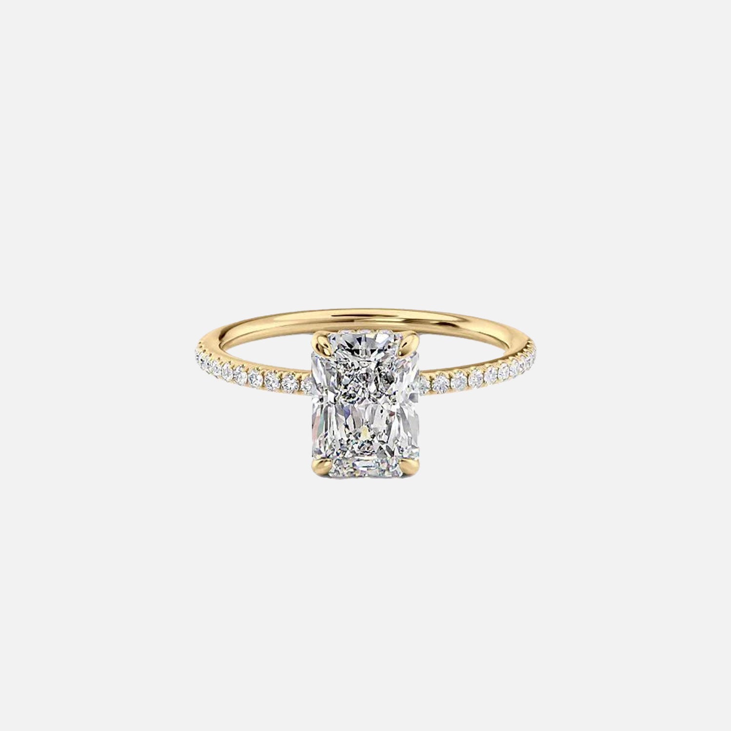 The Pave Sarah Radiant Lab Diamond Ring 14k Yellow Gold 001
