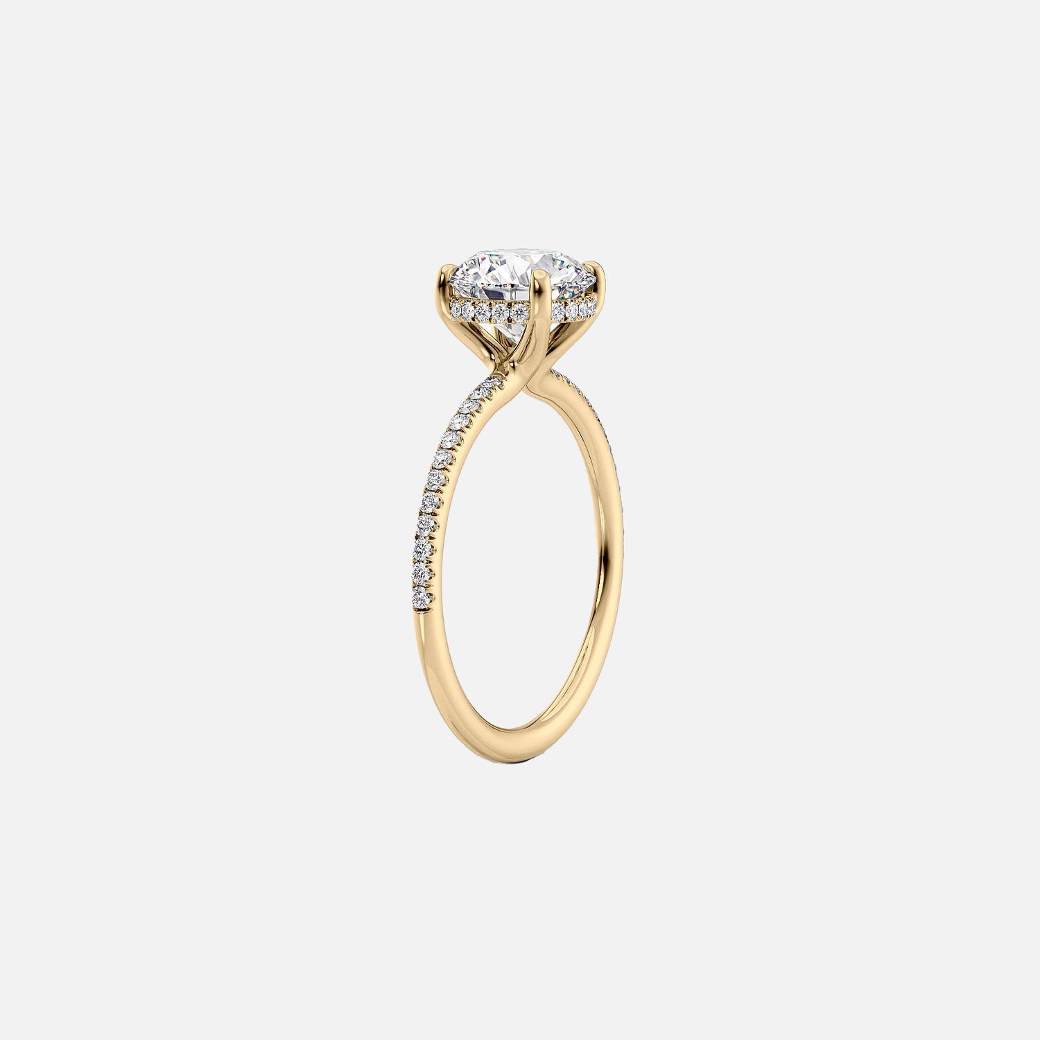  The Pave Sarah Radiant Lab Diamond Ring 14k Yellow Gold 002