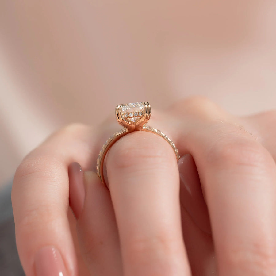  The Pave Sarah Radiant Lab Diamond Ring 18k Yellow Gold 003