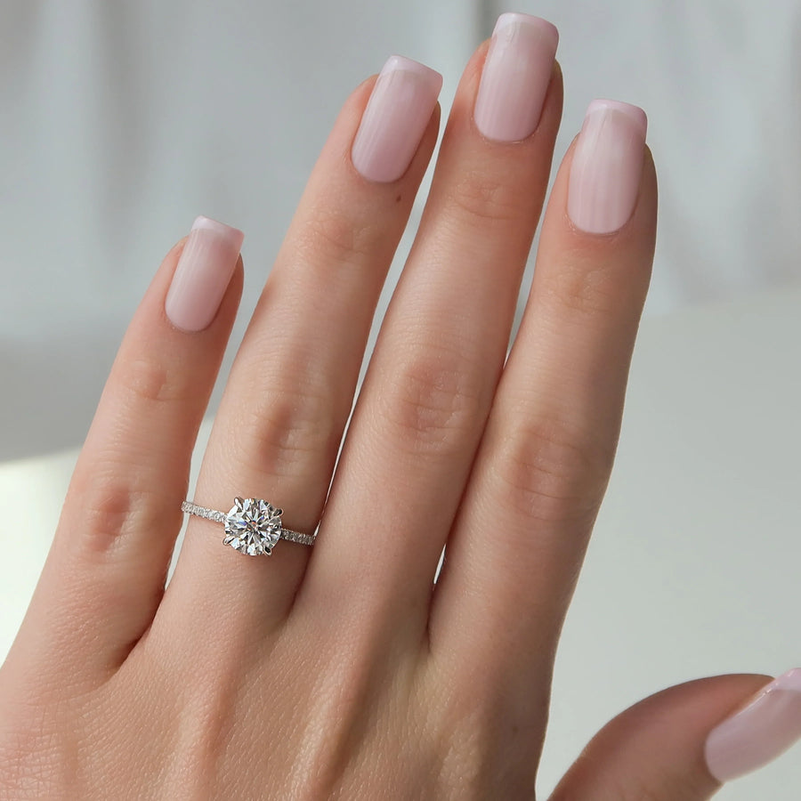  The Pave Sarah Round Moissanite Ring 18k White Gold 003 Final