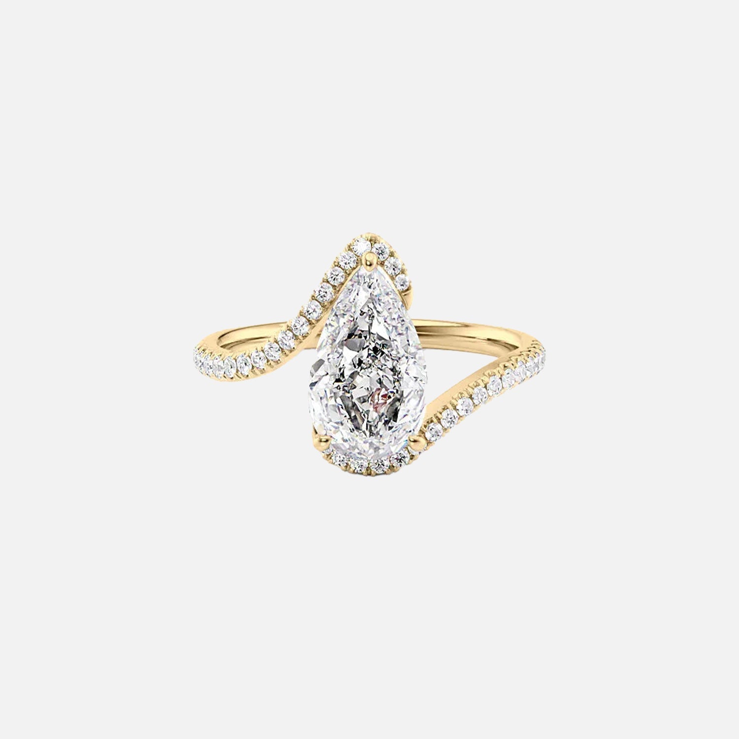 The Pave Skyler Pear Moissanite Ring 14k Yellow Gold 001